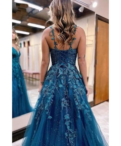 V Neck Mermaid Prom Dresses with Slit Long Sequin Lace Formal Evening Dreses YMS23 Mint $37.62 Dresses