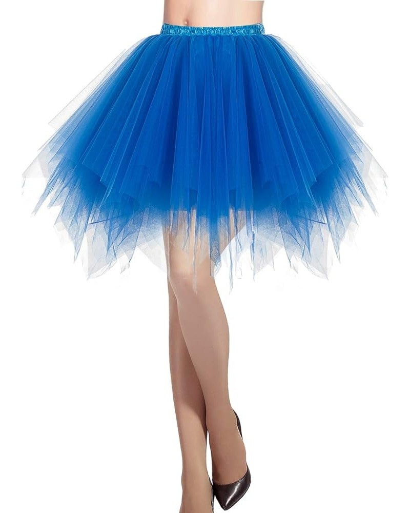 Women's Short Tutu Ballet Bubble Skirt 50's Tulle Party Vintage Petticoat Royal Blue $12.99 Skirts