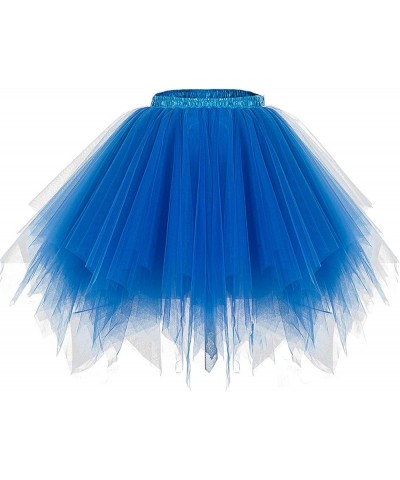 Women's Short Tutu Ballet Bubble Skirt 50's Tulle Party Vintage Petticoat Royal Blue $12.99 Skirts