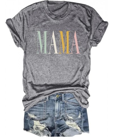 T-Shirt for Mama Women's Mom Life Graphic Tees Casual Cute Mother's Day Tops for Mommy 27-grey-3 $12.50 T-Shirts