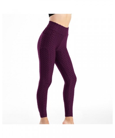 Women's Yoga Leggings Scrunch Ruched Textured Butt Lifting Enhancing High Waisted Push Up Tights Pants with Pockets Purple6 $...