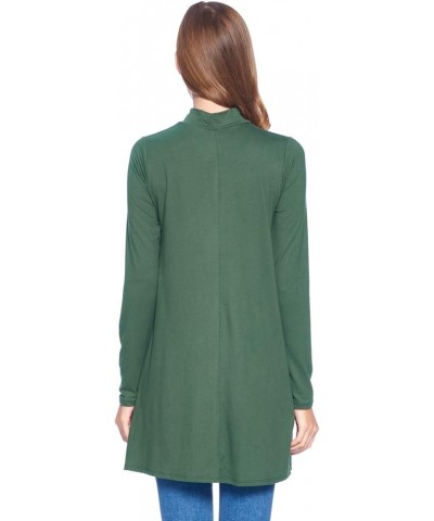 Long Sleeve Solid Mock Neck Pocket Swing Tunic T-Shirt Top (S-3X) Olive $17.35 Tops