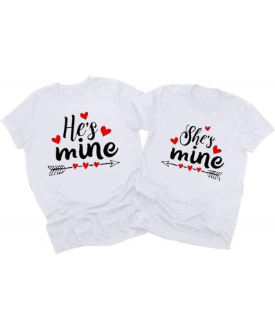 Couples Matching Shirts for Him and Her Funny Short Sleeve Graphic Printed Clothes Tops Oversized Valentine's Day T-Shirts Me...