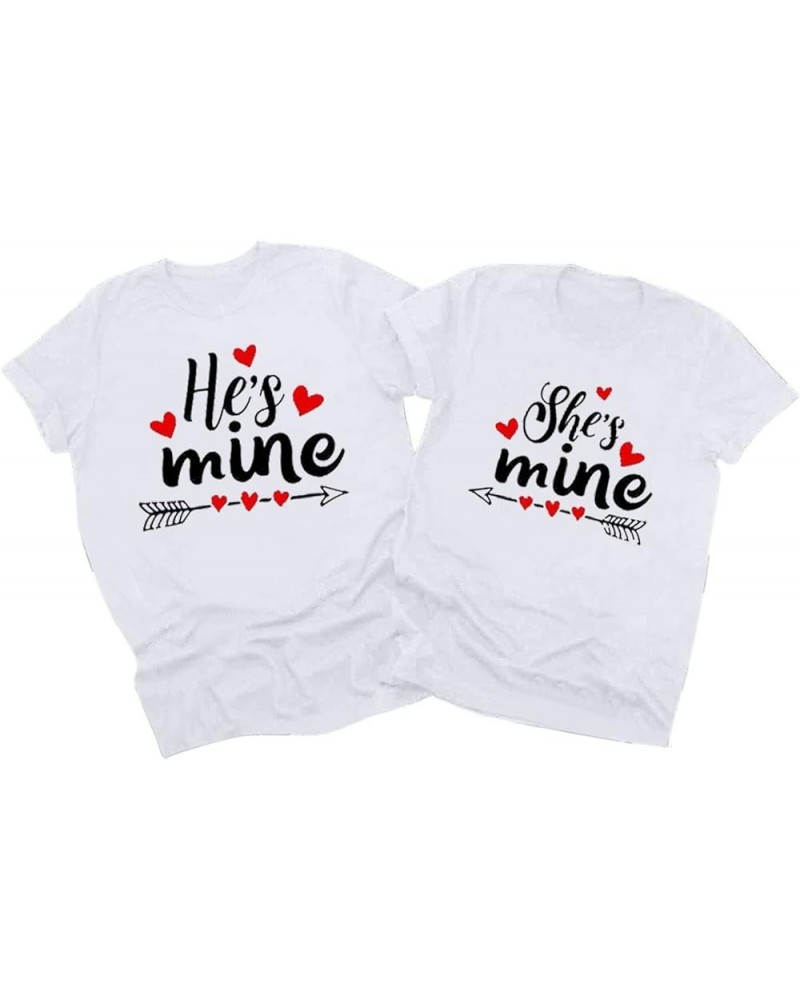 Couples Matching Shirts for Him and Her Funny Short Sleeve Graphic Printed Clothes Tops Oversized Valentine's Day T-Shirts Me...