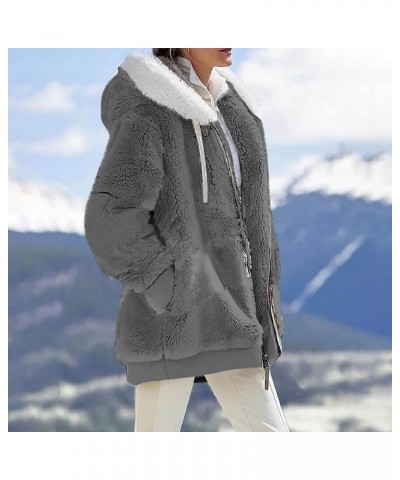 Winter Coats For Women,Long Sleeve Fleece Zip Up Hoodies Jackets Casual Baggy Warm Cozy Plus Size Faux Fur Coats A Dark Gray ...