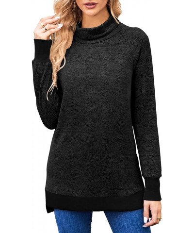 Womens Long Sleeve Tunic Tops Turtle Neck Lightweight Pullover Sweater Sweatshirts 2023 Fall Outfits Black $25.79 Sweaters