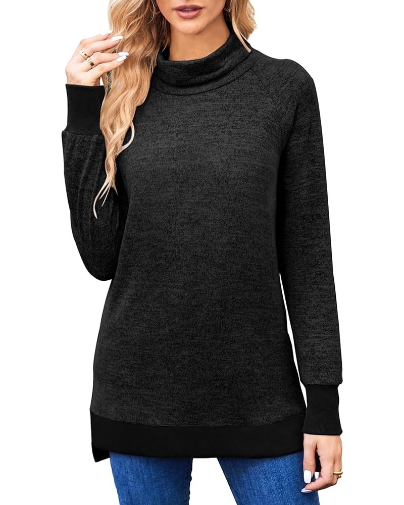 Womens Long Sleeve Tunic Tops Turtle Neck Lightweight Pullover Sweater Sweatshirts 2023 Fall Outfits Black $25.79 Sweaters