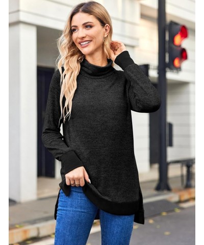 Womens Long Sleeve Tunic Tops Turtle Neck Lightweight Pullover Sweater Sweatshirts 2023 Fall Outfits Black $25.79 Sweaters