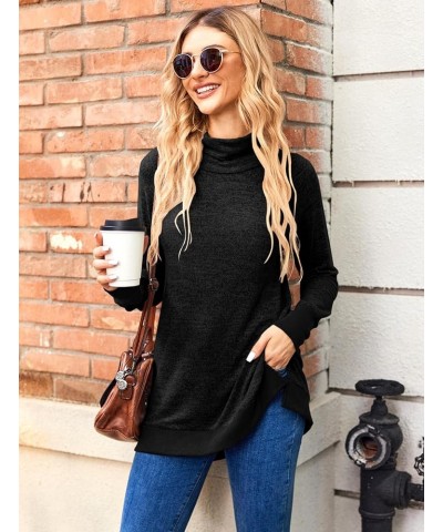 Womens Long Sleeve Tunic Tops Turtle Neck Lightweight Pullover Sweater Sweatshirts 2023 Fall Outfits Black $25.79 Sweaters