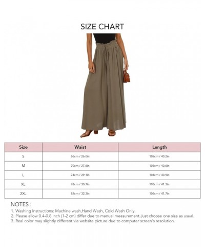 Women Wide Leg Pants Women Stretchy Waistband High Waist Drawstring Solid Color Loose Fit Soft Trousers with Pockets Linen Cy...