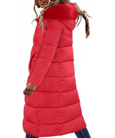 Winter Jackets for Women 2023 Cute Long Quilt Pullover with Hood Faux Fur Plus Size Cardigan with Pockets Qa131-red $46.97 Ja...