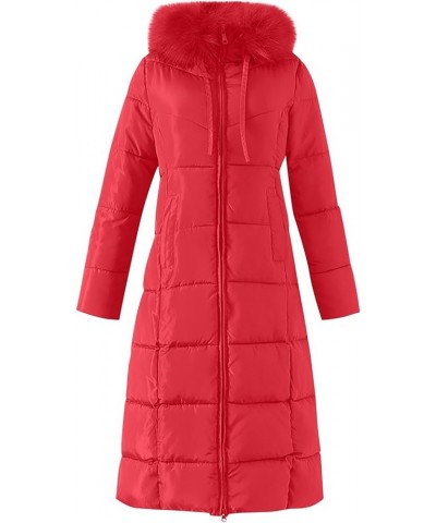 Winter Jackets for Women 2023 Cute Long Quilt Pullover with Hood Faux Fur Plus Size Cardigan with Pockets Qa131-red $46.97 Ja...