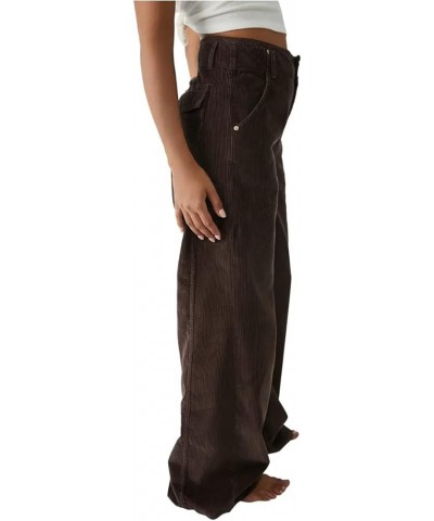 Women's Corduroy High Waist Wide Leg Pants Velvet Flare Casual Bell Bottom Trousers with Pockets Coffee $23.03 Pants