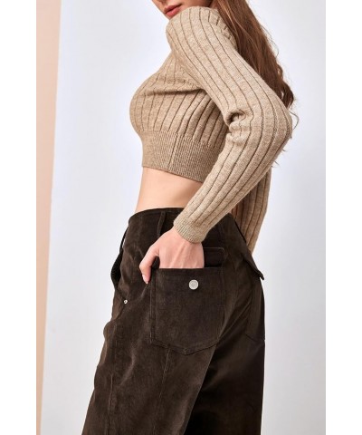 Women's Corduroy High Waist Wide Leg Pants Velvet Flare Casual Bell Bottom Trousers with Pockets Coffee $23.03 Pants