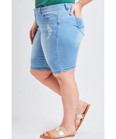 Womens Women's Plus Size 2-Button Bermuda Shorts with Side SlitShorts L2660 Light Blue Rips $12.43 Shorts