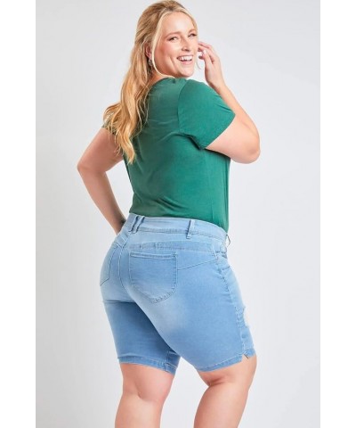 Womens Women's Plus Size 2-Button Bermuda Shorts with Side SlitShorts L2660 Light Blue Rips $12.43 Shorts