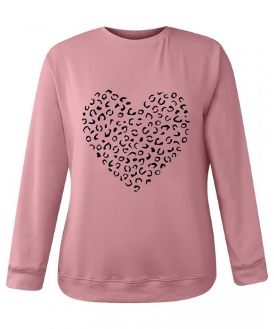 Women's Valentine's Day Love Printing Sweatshirt Comfortable Round Neck Tops Long Sleeve T-shirt Pullover 3-hot Pink $8.69 Ac...