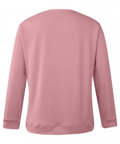 Women's Valentine's Day Love Printing Sweatshirt Comfortable Round Neck Tops Long Sleeve T-shirt Pullover 3-hot Pink $8.69 Ac...