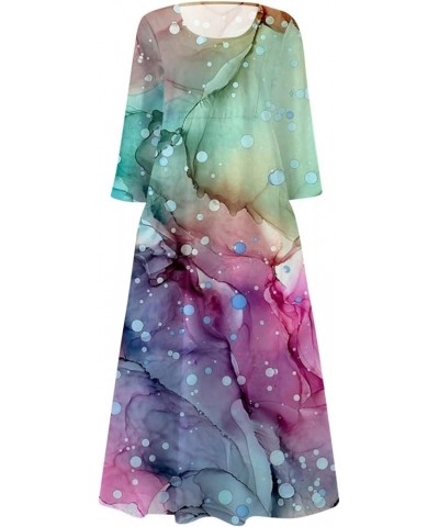 Maxi Dress for Women Long Sleeve Printing Cute Flowy Oversize Summer Beach Linen Dresses with Pocket 13-green $17.10 Dresses