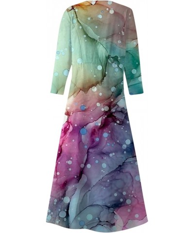 Maxi Dress for Women Long Sleeve Printing Cute Flowy Oversize Summer Beach Linen Dresses with Pocket 13-green $17.10 Dresses