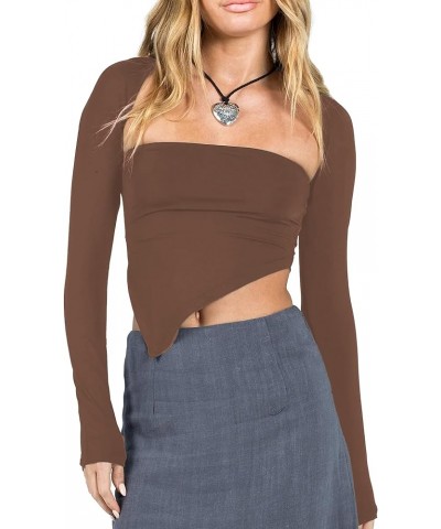 ALOGUZ Women's Long Sleeve Bolero Shrug Open Front Crop Top (Only Shrug) Brown $12.99 Sweaters