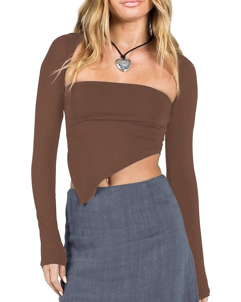 ALOGUZ Women's Long Sleeve Bolero Shrug Open Front Crop Top (Only Shrug) Brown $12.99 Sweaters