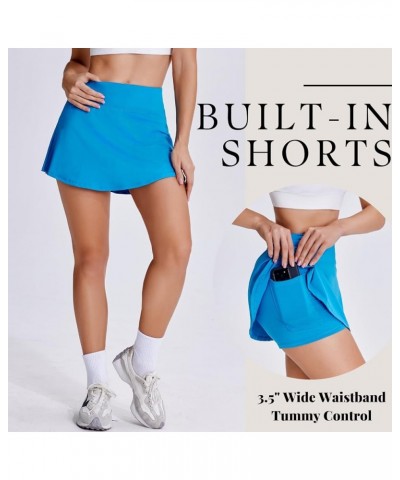 Tennis Skirts for Women Pleated Athletic Skort Lightweight Golf Skirts with Shorts Pocket Workout Pickleball Blue $14.24 Skirts