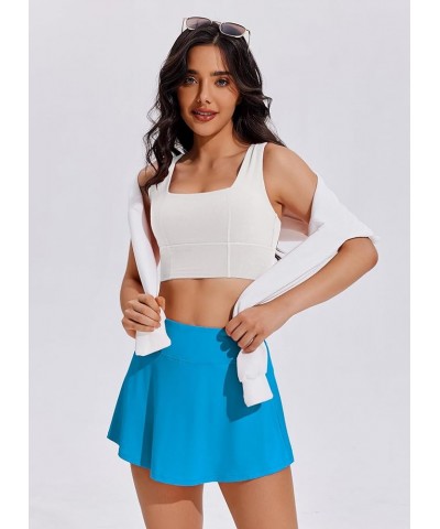 Tennis Skirts for Women Pleated Athletic Skort Lightweight Golf Skirts with Shorts Pocket Workout Pickleball Blue $14.24 Skirts