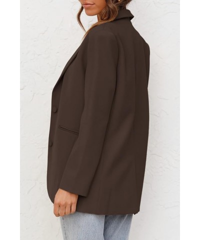 Women's Casual Blazers Long Sleeve Oversized Open Front Business Lapel Button Work Office Jackets Brown $18.59 Blazers