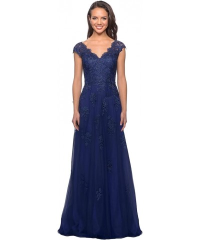 Women's V Neck Cap Sleeves Mother of The Bride Dresses Long Lace Formal Prom Evening Gowns with Pockets Red $51.29 Dresses