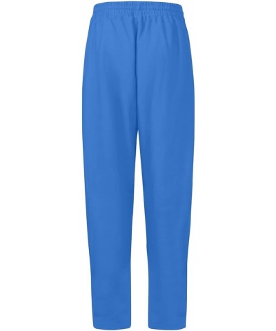 Women's Wide Leg Sweatpants Elastic High Waisted Straight Leg Sweat Pants Lounge Baggy Joggers with Pockets 5a blue $8.46 Pants