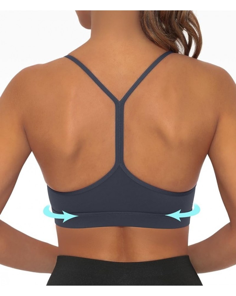 Y Back Sports Bra for Women Low Impact Racerback Workout Bras Sexy Thin Straps Yoga Sport Bras with Removable Pads Gray $14.2...