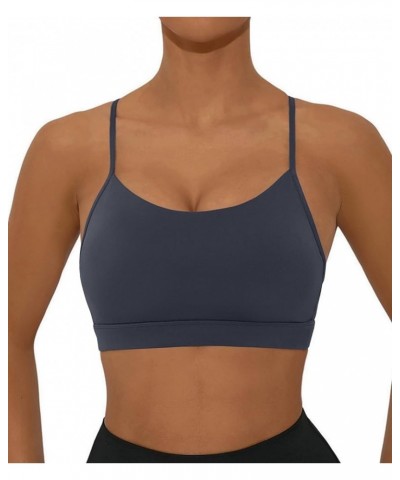 Y Back Sports Bra for Women Low Impact Racerback Workout Bras Sexy Thin Straps Yoga Sport Bras with Removable Pads Gray $14.2...