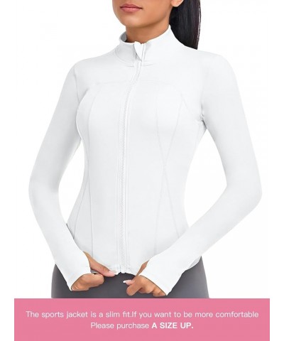 Women's Zip Up Solid Sports Jacket Super Slim Fit Lightweight Workout Yoga Running Track Jacket White $14.40 Jackets