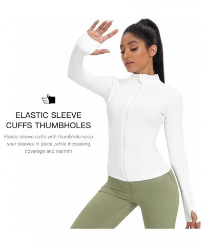 Women's Zip Up Solid Sports Jacket Super Slim Fit Lightweight Workout Yoga Running Track Jacket White $14.40 Jackets