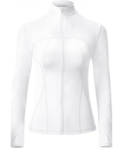 Women's Zip Up Solid Sports Jacket Super Slim Fit Lightweight Workout Yoga Running Track Jacket White $14.40 Jackets