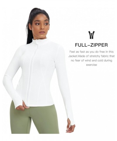 Women's Zip Up Solid Sports Jacket Super Slim Fit Lightweight Workout Yoga Running Track Jacket White $14.40 Jackets