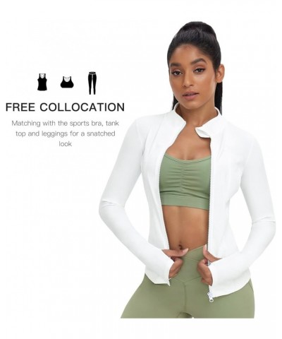 Women's Zip Up Solid Sports Jacket Super Slim Fit Lightweight Workout Yoga Running Track Jacket White $14.40 Jackets