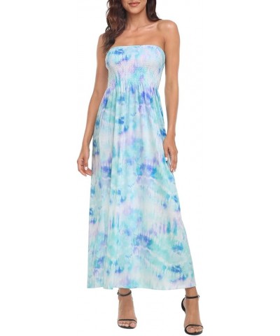 Women's Strapless Maxi Dress Plus Size Tube Top Long Skirt Sundress Cover Up Tie Dye $18.19 Swimsuits