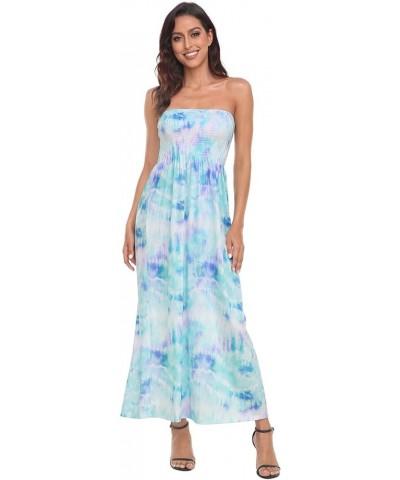 Women's Strapless Maxi Dress Plus Size Tube Top Long Skirt Sundress Cover Up Tie Dye $18.19 Swimsuits