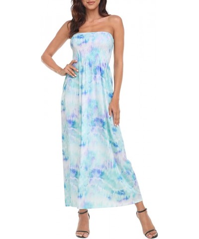 Women's Strapless Maxi Dress Plus Size Tube Top Long Skirt Sundress Cover Up Tie Dye $18.19 Swimsuits