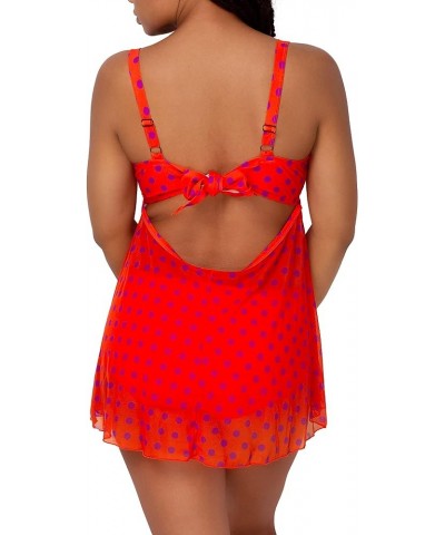 Women's Plus-Size Twist Bandeau Tankini Top Bright Polka Dot Print $17.60 Swimsuits