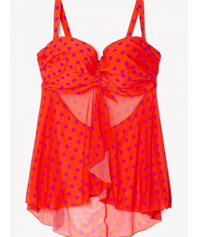 Women's Plus-Size Twist Bandeau Tankini Top Bright Polka Dot Print $17.60 Swimsuits