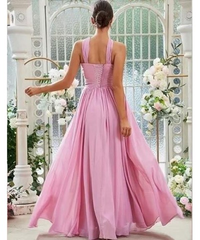 Long Halter Bridesmaid Dresses for Women 2024 A-line Maxi Formal Dresses Elegant with Pockets Emerald Green $24.50 Dresses