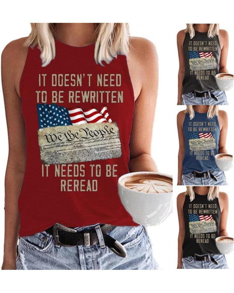 It Doesn't Need to Be Rewritten Constitution We The People T-Shirt 1776 We The People Shirt Fourth of July Tanks Black $14.99...