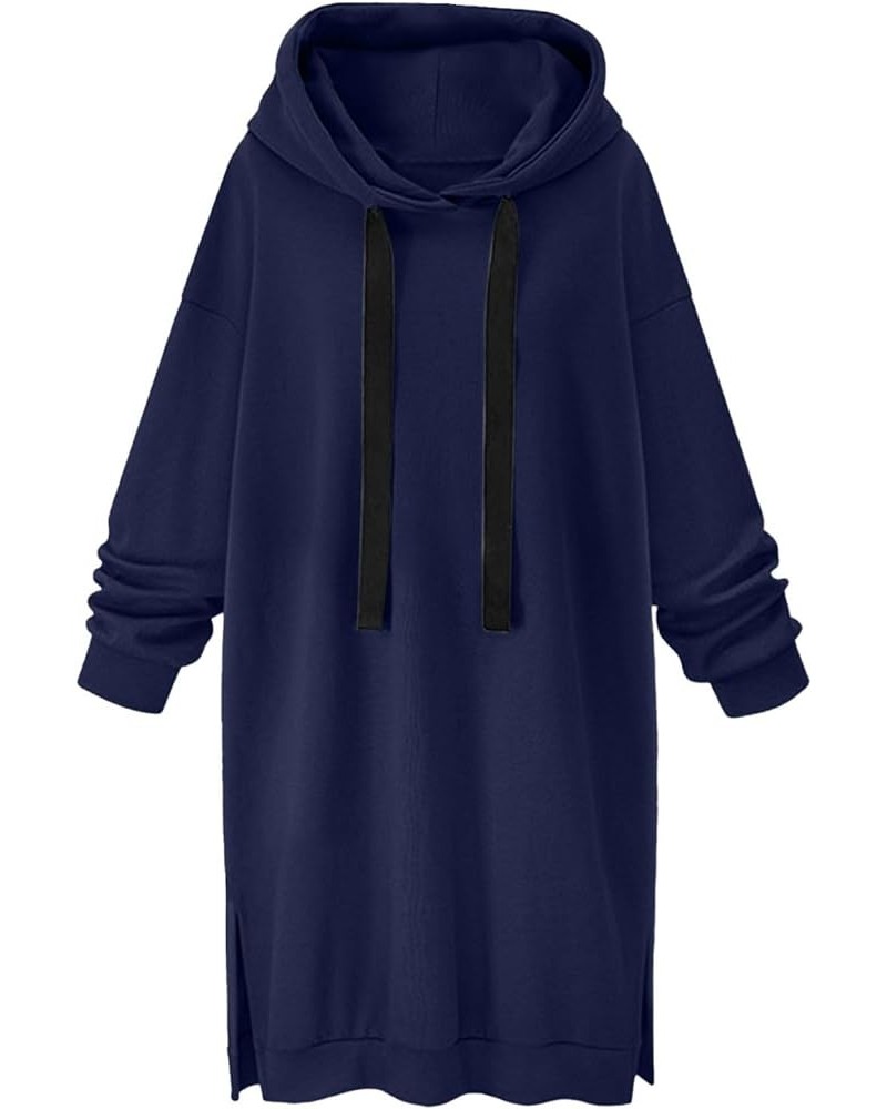 Women's Hoodie Sweatshirt Extra Long Hooded Tunic Hoodie Casual Long Sleeve Pullover Hoodie Dress Fall Fashion Outfit Navy $1...