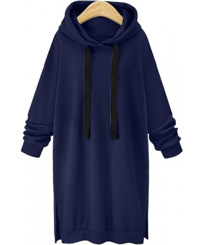 Women's Hoodie Sweatshirt Extra Long Hooded Tunic Hoodie Casual Long Sleeve Pullover Hoodie Dress Fall Fashion Outfit Navy $1...