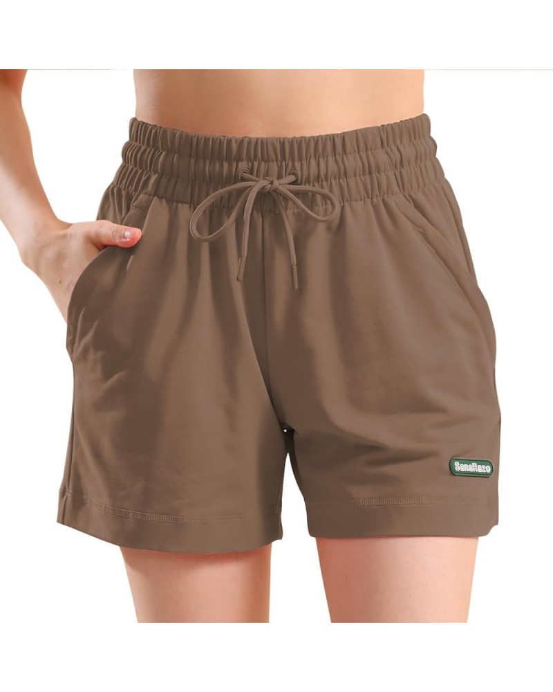 Women's Sweat Shorts High Waisted Cotton Shorts Loose Fit Shorts for Women Casual Summer Comfy Lounge Shorts Mocha Brown $11....