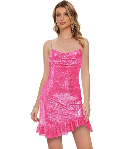 Sparkly Sequin Short Homecoming Dresses for Teens 2023 Tight Glitter Formal Prom Cocktail Party Gown for Women 01-hot Pink $2...