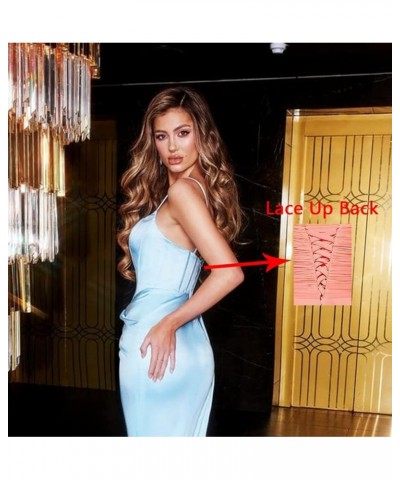 One Shoulder Prom Dresses with Slit for Women Long Pleated Satin Mermaid Evening Party Gowns Teal $29.14 Dresses